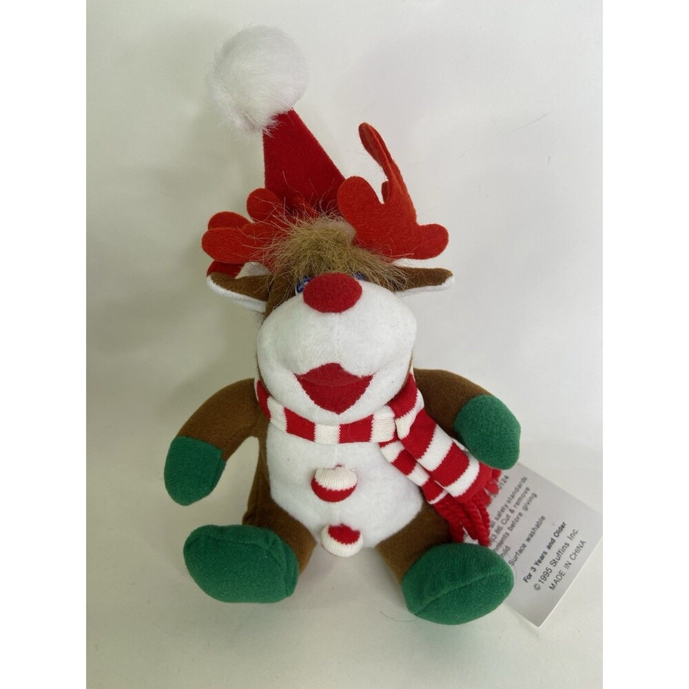 Vintage 1995 Stuffins Reindeer Christmas Plush Stuffed Toy Doll NEW